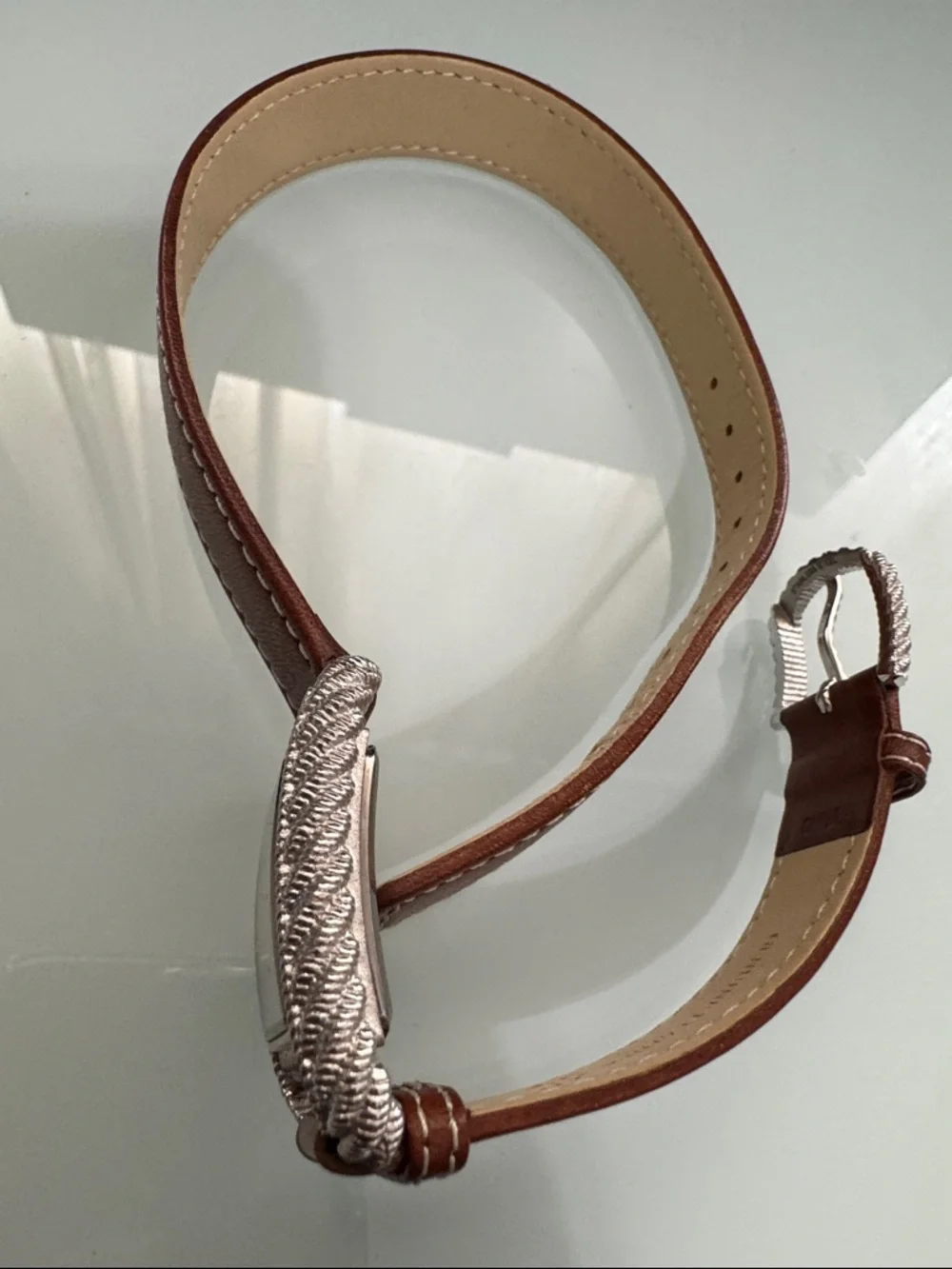 Judith Ripka Silver Rope-Frame Watch - Brown Strap - Picture 7 of 10